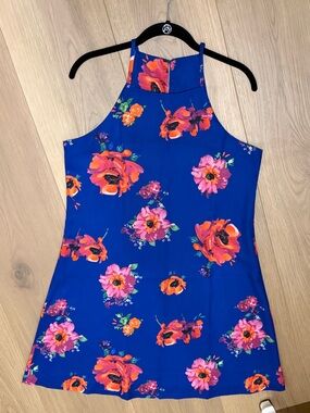 Royal Blue Floral Dress Tank Top
